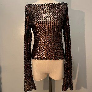 VINTAGE 1980'S BRONZE SEQUIN TOP SMALL